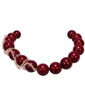 Eyeconic by Samar Ajram Burgandy And Maxi Beaded Necklace - Red
