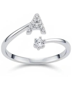 Angel Barocco Diamond Initial Letter Ring - Metallic