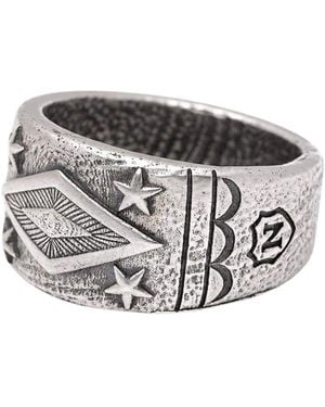 Nialaya Engraved Vintage Sterling Ring - White