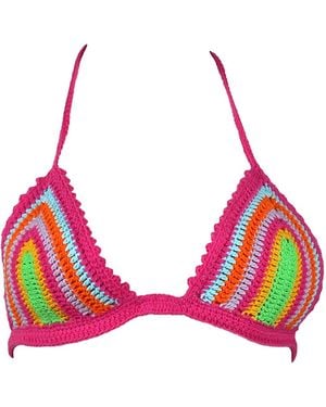 Lalipop Design Handmade Crochet Triangle Top - Red