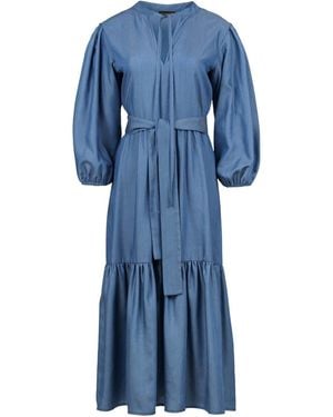 Conquista Midi Dress With Ties - Blue