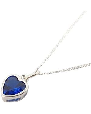 Harfi Mini Heart Sapphire September Birthstone Necklace - Blue