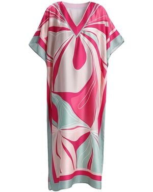 LOVEIST STORE Garvey Satin Abaya Kaftan - Pink
