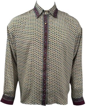 Monzlapur New York Embossed Botanic Long Sleeve Crepe Shirt - Grey