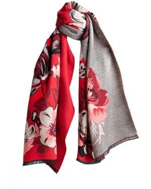 Saachi Flower Bloom Reversible Scarf - Red