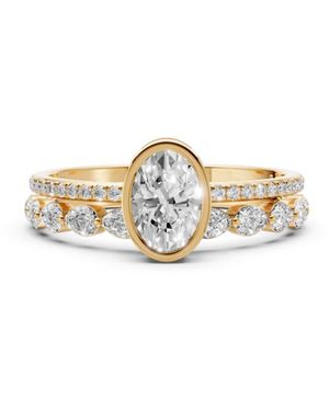 Aya Fine Jewelry Marisol Oval & Pear Lab Grown Diamond Double Band Ring - Metallic