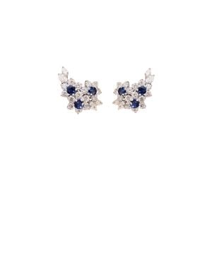 Chanel Joan Elkayam Crystal Floral Earrings - Blue