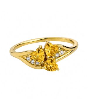 Belinda Jewelz Citrine Triple Heart Cluster Birthstone Ring - Yellow