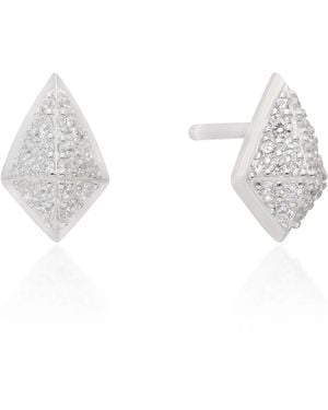 The Jewelz Brilliant Sparkle Cz Kite Stud Earrings - White
