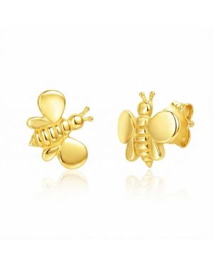 Unaloe Plated Bee Stud Earrings – Luxury Nature Inspired Statement Jewellery For - Metallic