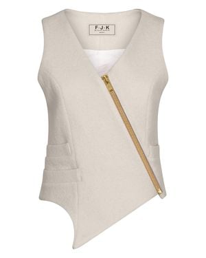 F.j.k by Farah Kadhimi Angelina The Ivory Asymmetric Waistcoat With Golden Zip - Natural