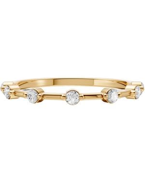 Aya Fine Jewelry Round Cut Lab Diamond Station Ring 14K For Daily Wear - Metallic