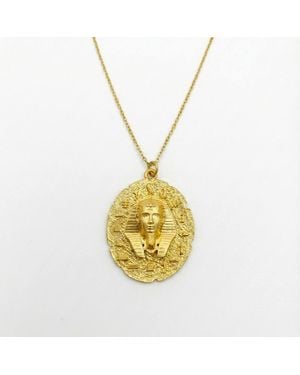 Silver & Elegant Co. Pharaoh Medallion Thick Plated Bronze Necklace - Metallic