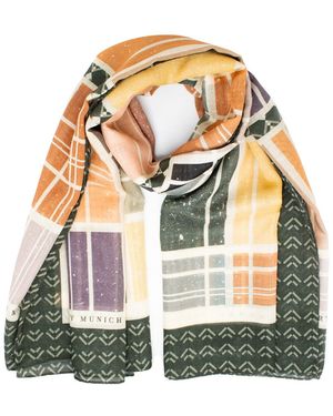 Lamberty Munich Soft Grid Retro Maxi Cube Silk & Wool Scarf - Green