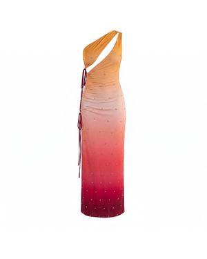 Clerestory Solene Hand-Sewn Crystal Embellished Ombré Print Maxi - Pink