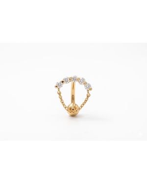 Zahav Jewelry 14K Solid 16G 6.5Mm Cz Chain Rook Earring - Black