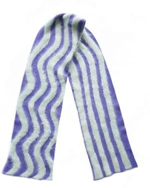 Ccy Currency Striped Scarf - Blue