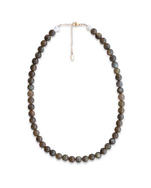 Kris Nations Labradorite Gemstone Baller Beaded Necklace - Metallic