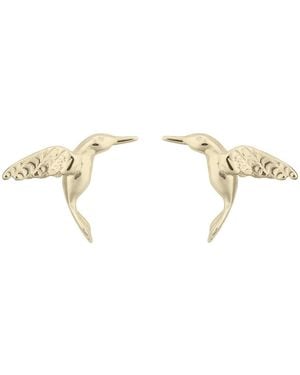 Lily Charmed Plated Hummingbird Stud Earrings - Metallic