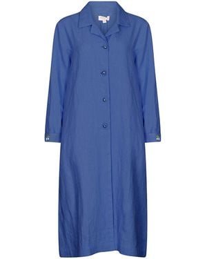 NoLoGo-chic Embroidered Gertrude Coat Dress Linen - Blue