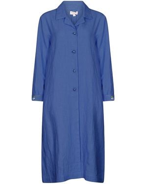 NoLoGo-chic Embroidered Gertrude Coat Dress Linen - Blue
