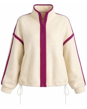 Girl In Mind Lulu Contrast Binding Full Zip Fleece Butter - Pink