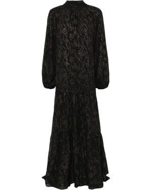 Nissa Scarf-Detail Chiffon Maxi Dress - Black