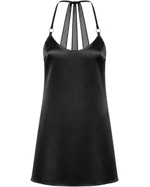 OW Collection Lindsey Satin Slip Mini Dress - Black