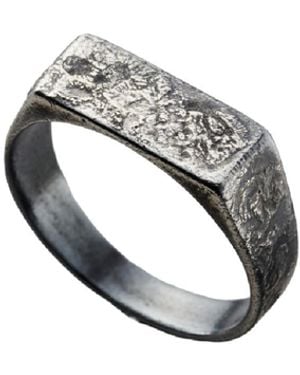 Posh Totty Designs Molten Oxidised Sterling Signet Ring - Metallic