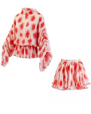 Mohala Grey Kahe Shorts Set - Red