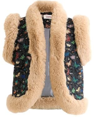Louche Dominica Butterfly Ball Jacquard Faux Fur Trimmed Waistcoat – Multicoloured