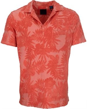 lords of harlech Johnny Farm Floral Towel Polo - Red