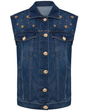 Exquise Regular Studded Denim Serena D. Vest - Blue
