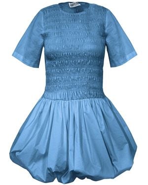 Amy Lynn Eleanor Chambray Ultra Mini Puffball Dress - Blue