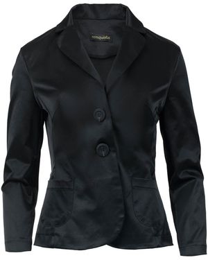Conquista Fitted Satin Blazer - Black