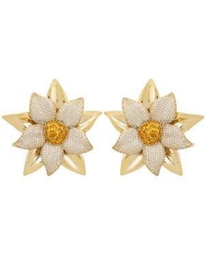 LÁTELITA London Marguerite Daisy Flower Large Stud Earrings - Metallic