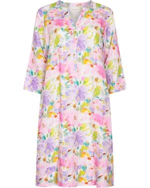 NoLoGo-chic Highgrove Print Tunic Classic Dress Linen Multi - White