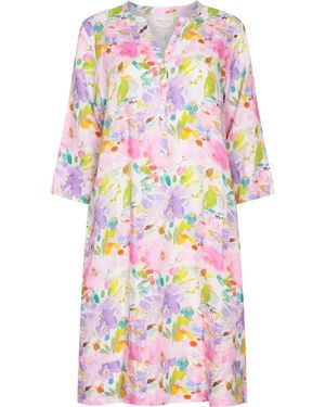 NoLoGo-chic Highgrove Print Tunic Classic Dress Linen Multi - White