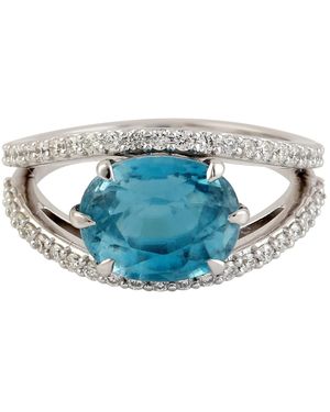 Artisan Natural Zirconia & Diamond Split Shank Ring - Blue