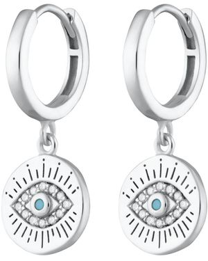 Scream Pretty Cubic Zirconia Evil Eye Hoop Earrings - White