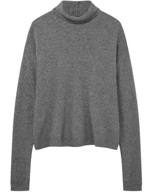 Loop Cashmere Featherweight Roll Neck Sweater - Gray