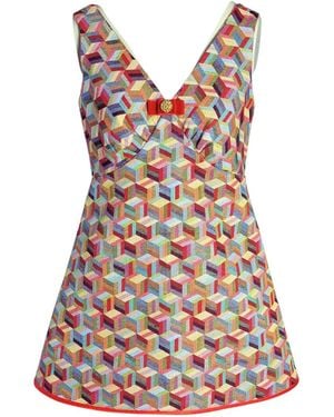 Couture to Your Door Tapestry Geometric A Line Mod Dress - Red