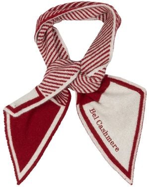 Bel Cashmere Stripped Cashmere Scarf Burgundy - Red