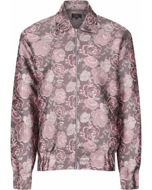 Lioness by Tf Dusky Silvery Flora Bomber Jacket - Purple