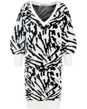 Cara & The Sky Elizabeth Abstract Jacquard Midi Dress - Black
