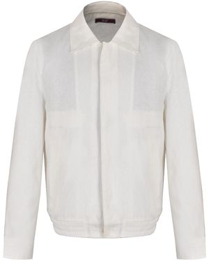 DAVID WEJ Hugo Linen Aviator Jacket - White