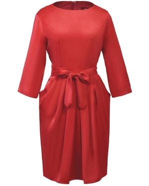 Smart and Joy Pegged Dress With Pleats - Red