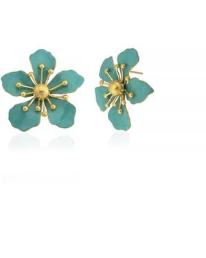 Milou Jewelry Magnolia Flower Earrings - Green
