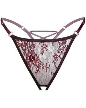 MONIQUE MORIN LINGERIE Moonstruck Thong Ouvert Velvet - Purple