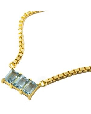 NASI SILVER Kadima Baguette Necklace- Topaz - Blue